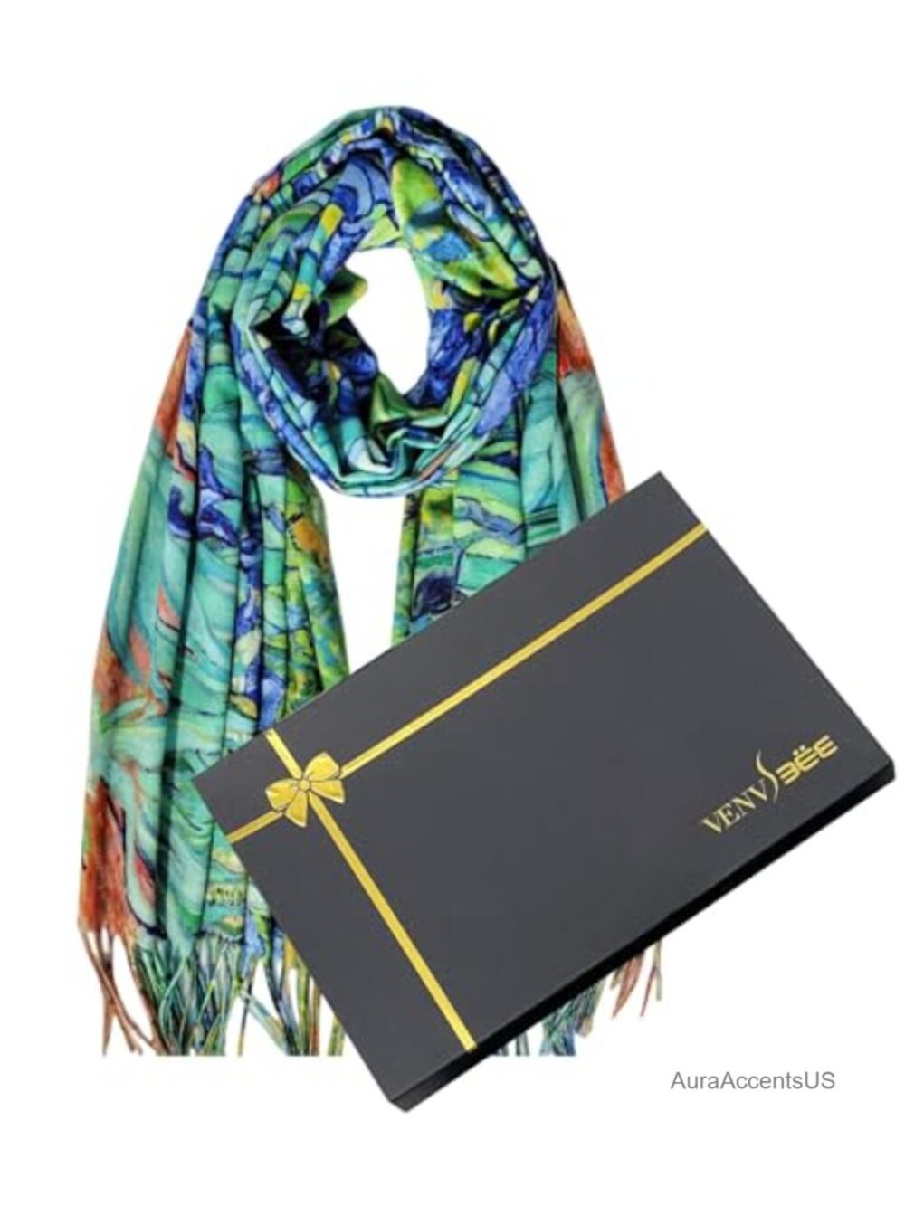 Van Gogh Art Print Reversible Wrap Scarf Soft Shawl Gift Box